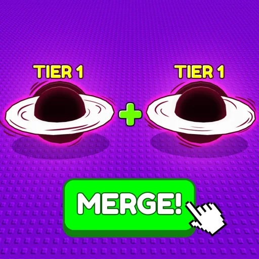 Merge a Black Hole Roblox game thumbnail showing black hole merge gameplay